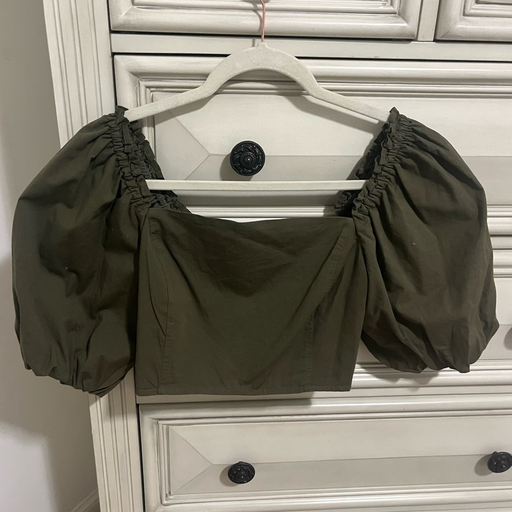 Jason Wu Cropped Puff Sleeve Top